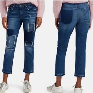Derek Lam 10 Crosby Mila Patchwork Mid-Rise Slim Boyfriend Jeans Size 29